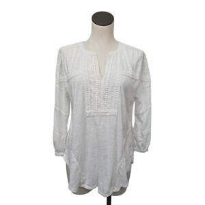 Sundance Catalog White Terra‎ Mar Crochet Top Size Small Lace Detail Bohemian